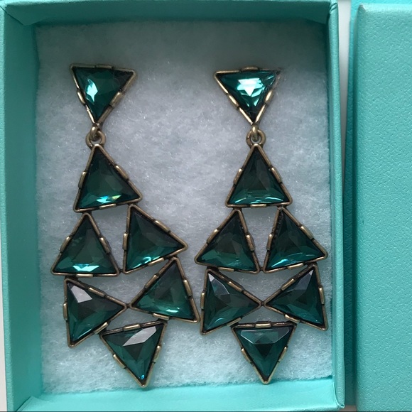 Oscar de la Renta blue triangle earrings - Picture 1 of 8